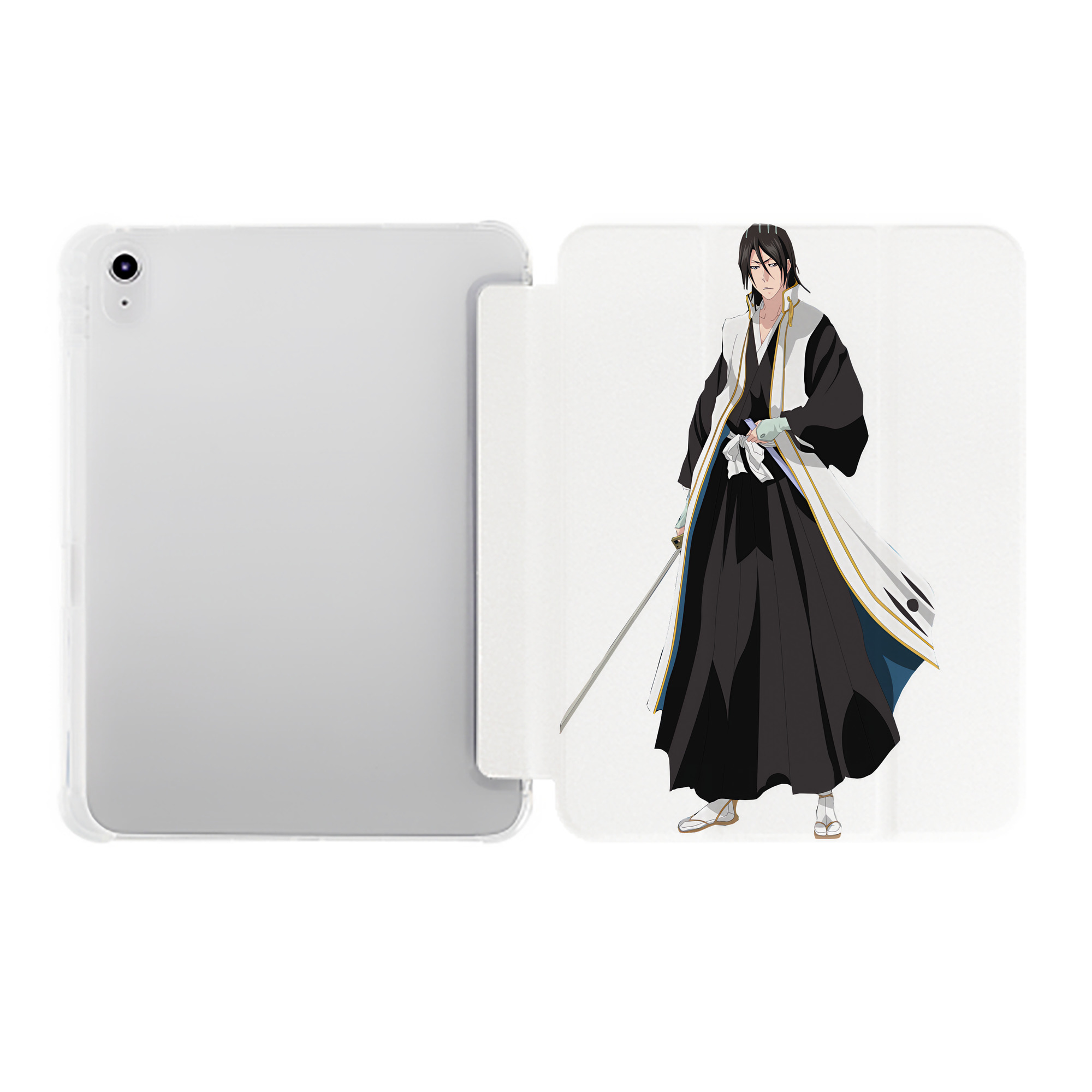 （画像用） ブリーチ くちき びゃくや BLEACH Kuchiki Byakuya IPad ケース ペン収納付き 三つ折りスタンド PUレザー×シリコン 対応機種9.5/10.5/10.9インチ
